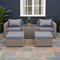 STILVORA Sofa with aluminium frame brown rattan