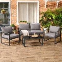 STILVORA Sofa Set 4-Piece with aluminium frame grey