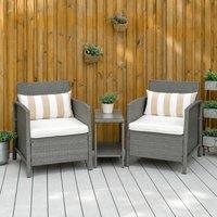 STILVORA 3 Piece Bistro Set with 2-Tier Table Light Grey