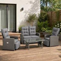 STILVORA Sofa 4-Seater with reclining chairs grey rattan