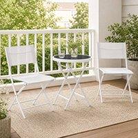 STILVORA Garden Bistro Set Folding Design with Glass Top White