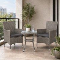 STILVORA Bistro Set with Tempered Glass Table Light Grey