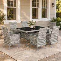 STILVORA Dining Set for 6 with steel frame grey