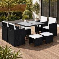 STILVORA Dining Set 8-Seater with space-saving design Black
