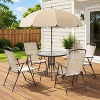 STILVORA Garden Bistro Set with Foldable Chairs Beige