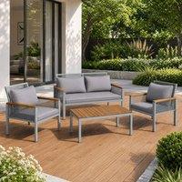 STILVORA Sofa Set with wooden structure grey