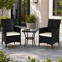 STILVORA 3 Piece Bistro Set with Cushions Black