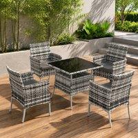 STILVORA Dining Set 5-Piece with rattan design in Grey