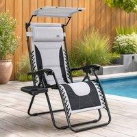 STILVORA Lounger Chair Folding Reclining with Canopy Grey
