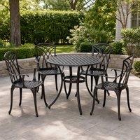 STILVORA Garden Dining Set for 4 with Cast Aluminium Frame in Brown