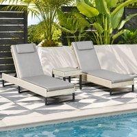 STILVORA Sun Lounger Set with 5-Position Recliner Light Grey