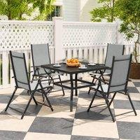 STILVORA Outdoor Dining Set with Folding Chairs Grey