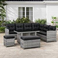 STILVORA Sofa 5-Piece with rattan design in Grey