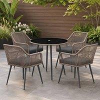 STILVORA Garden Dining Set for 4 with Cushions Light Brown