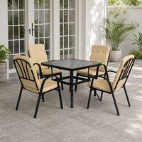STILVORA Garden Dining Set for 4 with Glass-Top Table Beige