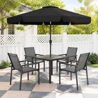 STILVORA Dining Set 4-Seater with steel frame grey