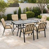 STILVORA Garden Dining Set 6-Seater with Glass-Top Table in Beige