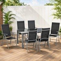 STILVORA Garden Dining Set 6-Seater with folding chairs in Black