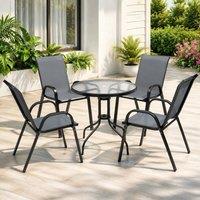 STILVORA Garden Dining Set with Stackable Chairs Dark Grey