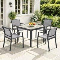 STILVORA Garden Dining Set with steel frame grey
