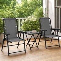 STILVORA Garden Bistro Set Folding with Mesh Seats Dark Grey