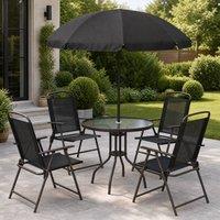 STILVORA Garden Dining Set with Folding Chairs Black
