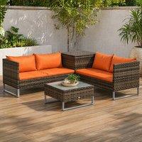 STILVORA Sofa 4-Seater with storage orange rattan