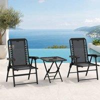 STILVORA Garden Bistro Set Folding with Mesh Seats Black