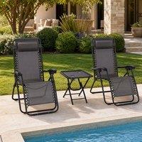 STILVORA Sun Lounger Set with Reclining Chairs & Table in Dark Grey