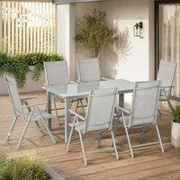 STILVORA Dining Set 6-Seater with reclining chairs grey