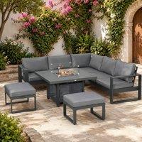 STILVORA Sofa 7-Seater with fire pit table grey