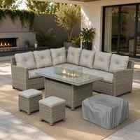 STILVORA Sofa 8-Seater with fire pit table grey