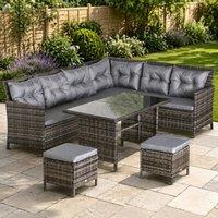 STILVORA Sofa 8-Seater with rattan design Grey