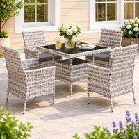 STILVORA Dining Set 4-Seater with tempered glass top in Grey