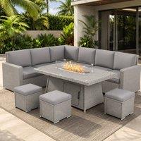 STILVORA Sofa 7-Piece with fire pit table grey