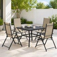 STILVORA Garden Dining Set with Folding Chairs in Khaki