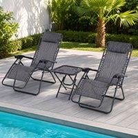 STILVORA Sun Lounger Set with Reclining Chairs & Table in Light Grey