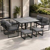 STILVORA Garden Dining Set for 8 with aluminium frame grey
