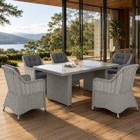 STILVORA Dining Set 7-Piece with rattan design in Grey