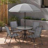 STILVORA Garden Dining Set 6-Piece with Parasol Grey