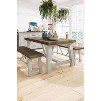 FWStyle 1.6m Handmade Fixed Solid Reclaimed Pine Dining Table in Cream