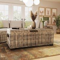 FWStyle Ready Assembled Lift Up Storage Coffee Table Kubu Rattan Pine in Brown