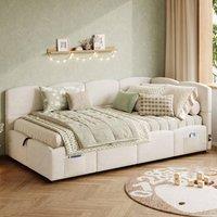 Merax 3ft Single Boucle Ottoman Daybed with USB Charging & Side Pockets in White