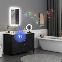 HOMCOM 500 x 700 mm Bluetooth Bathroom Mirror with LED Lights Wall Mounted in Silver | Size: 700mm x 500mm