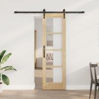 Berkfield Home Sliding Door with Hardware Set 61x198.5 cm Solid Wood Pine in Black