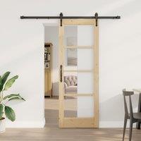 Berkfield Home Sliding Door with Hardware Set 73.5x198.5 cm Solid Wood Pine in Brown