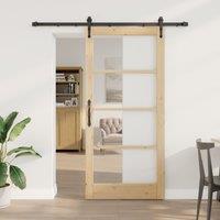 Berkfield Home Sliding Door with Hardware Set 93x202 cm Solid Wood Pine in Black