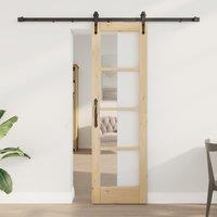 Berkfield Home Sliding Door with Hardware Set 61x198.5 cm Solid Wood Pine in Black