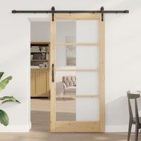 Berkfield Home Sliding Door with Hardware Set 93x202 cm Solid Wood Pine in Beige
