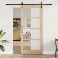 Berkfield Home Sliding Door with Hardware Set 93x211 cm Solid Wood Pine in Brown